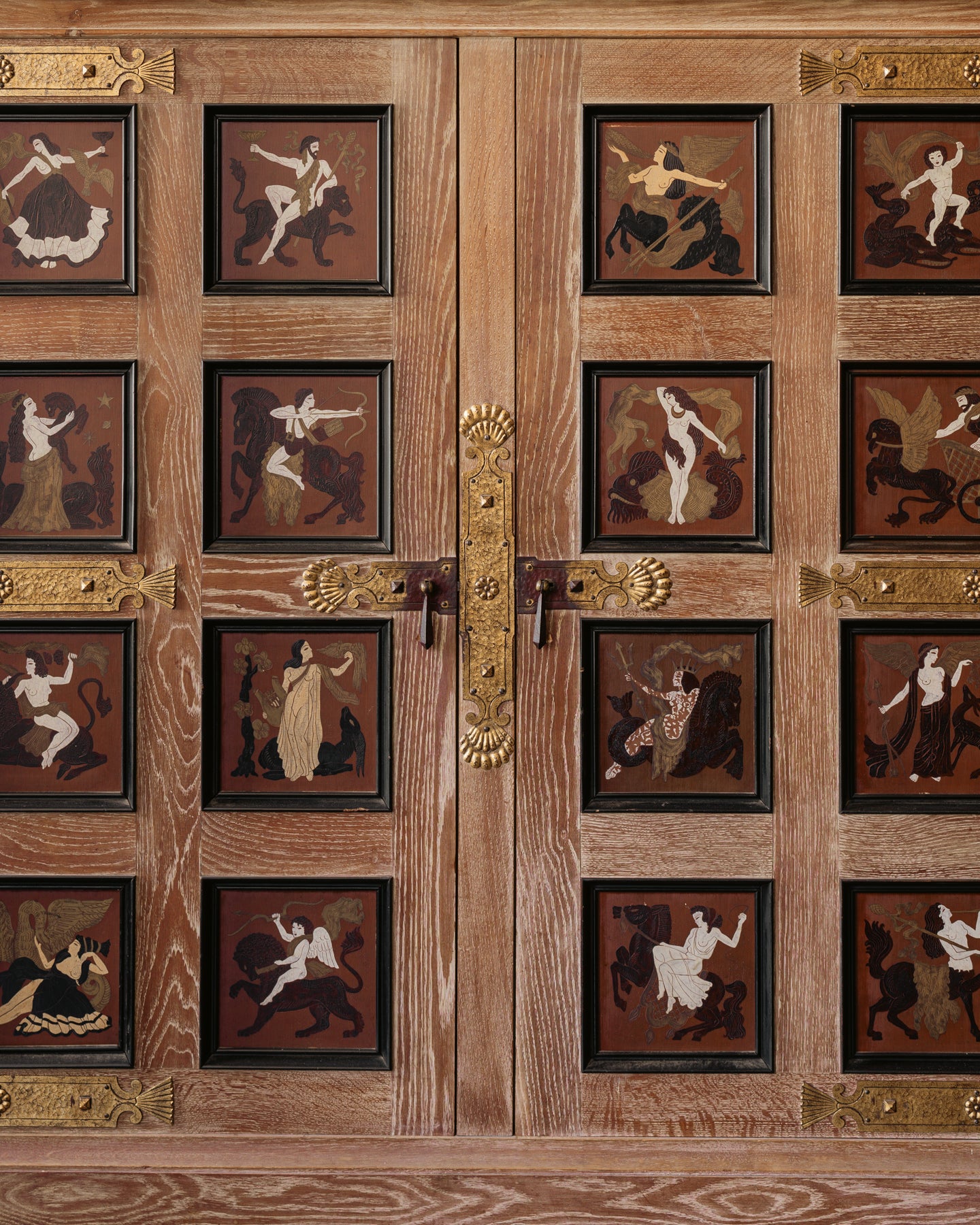 French Aesthetic Movement Limed Oak Cabinet