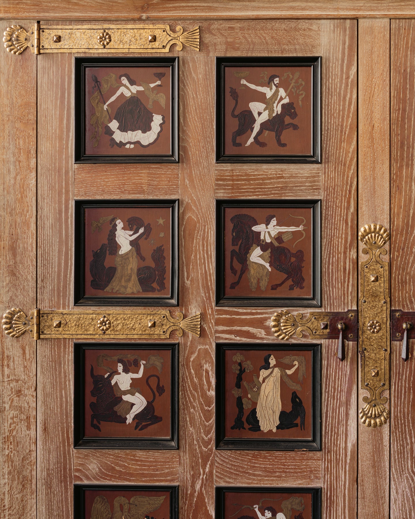 French Aesthetic Movement Limed Oak Cabinet