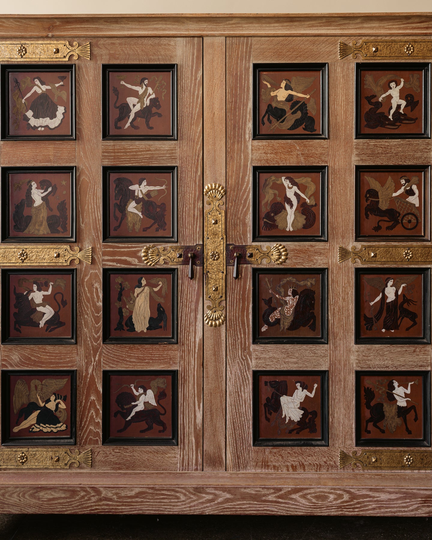 French Aesthetic Movement Limed Oak Cabinet