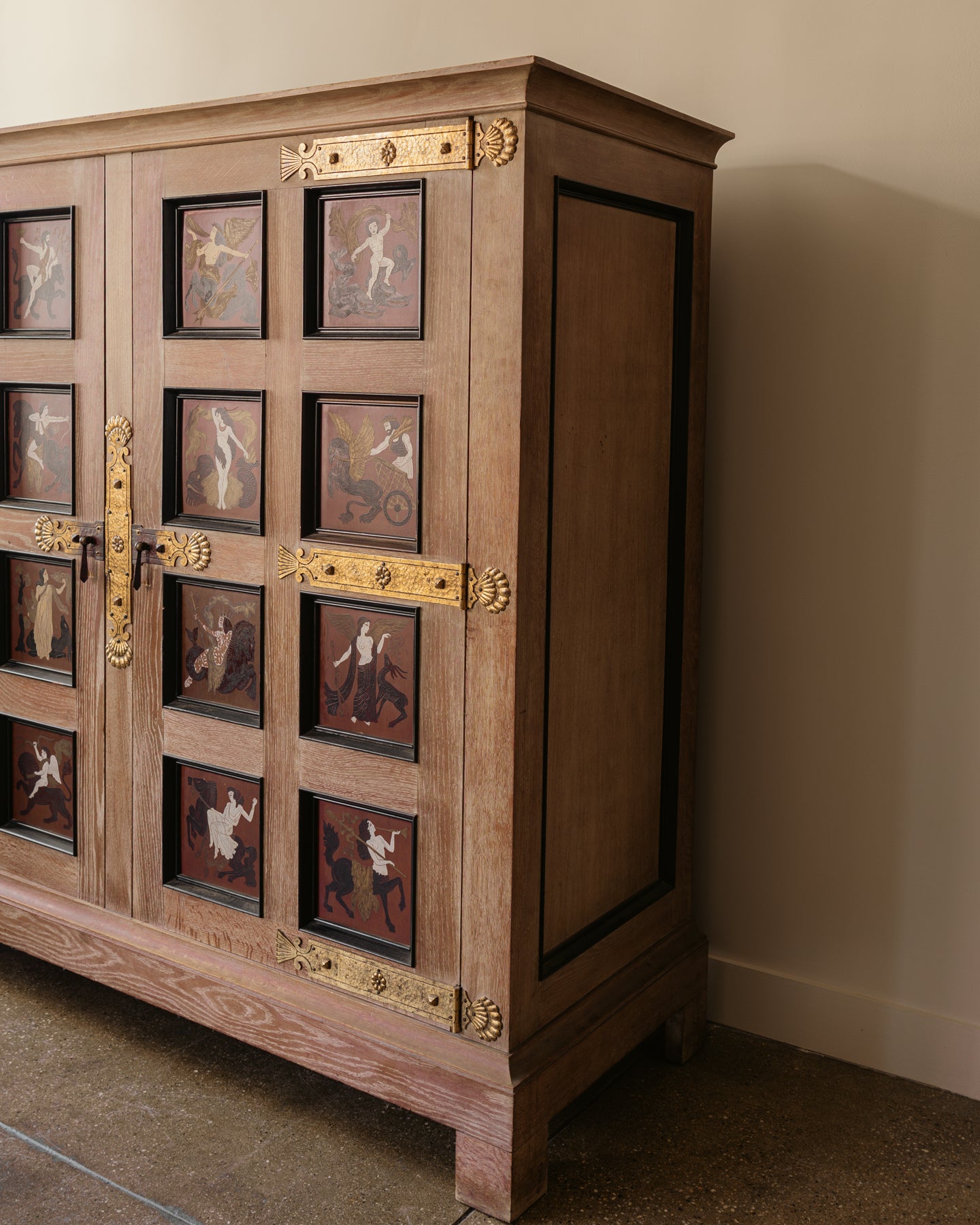French Aesthetic Movement Limed Oak Cabinet