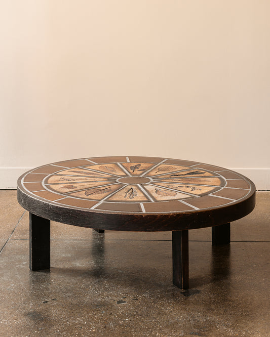 Roger Capron “Fauna Imprints” Oval Ceramic Coffee Table, France, 1960s