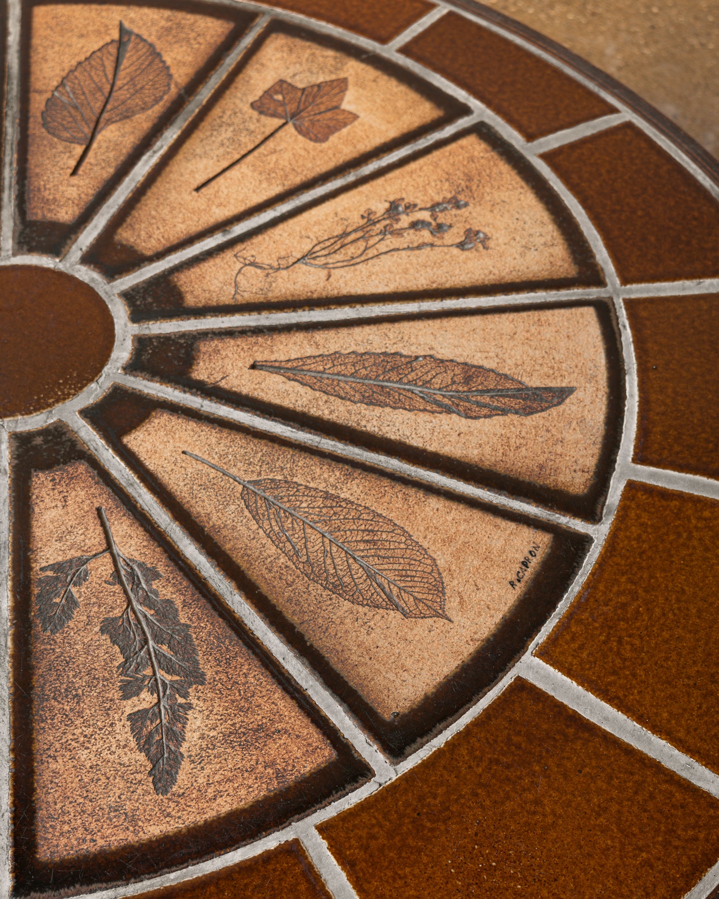 Roger Capron “Fauna Imprints” Oval Ceramic Coffee Table, France, 1960s