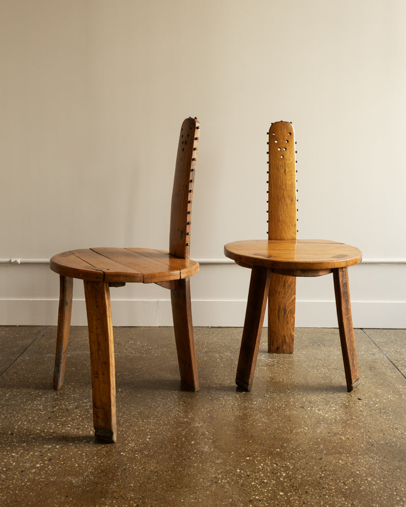 Folk Art Saw Back Side Chairs