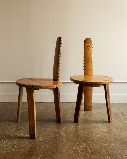 Folk Art Saw Back Side Chairs