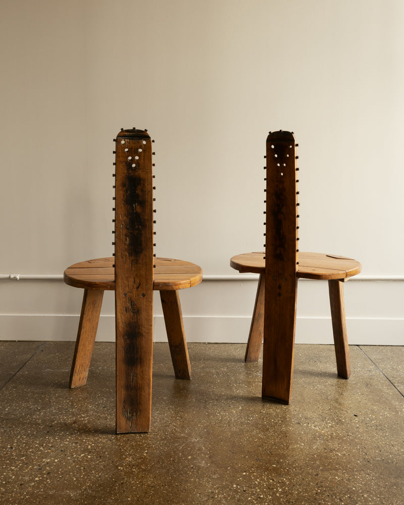 Folk Art Saw Back Side Chairs