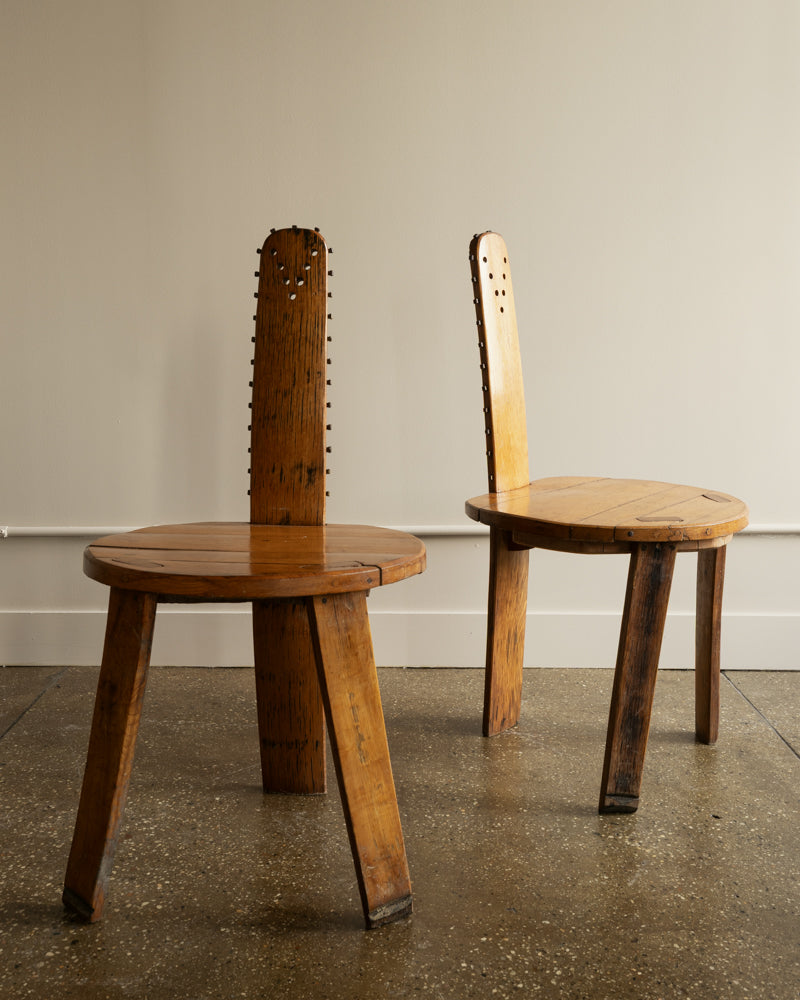 Folk Art Saw Back Side Chairs