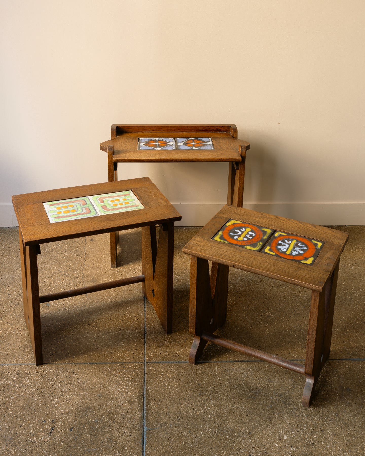 Guillerme & Chambron Stained Oak Nesting Tables