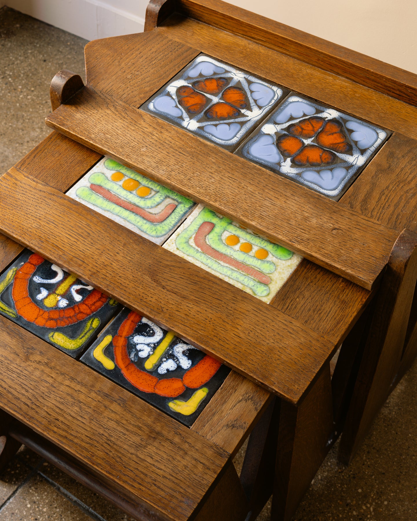 Guillerme & Chambron Stained Oak Nesting Tables