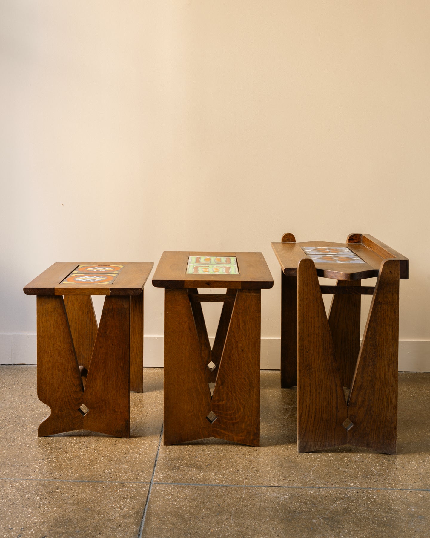 Guillerme & Chambron Stained Oak Nesting Tables