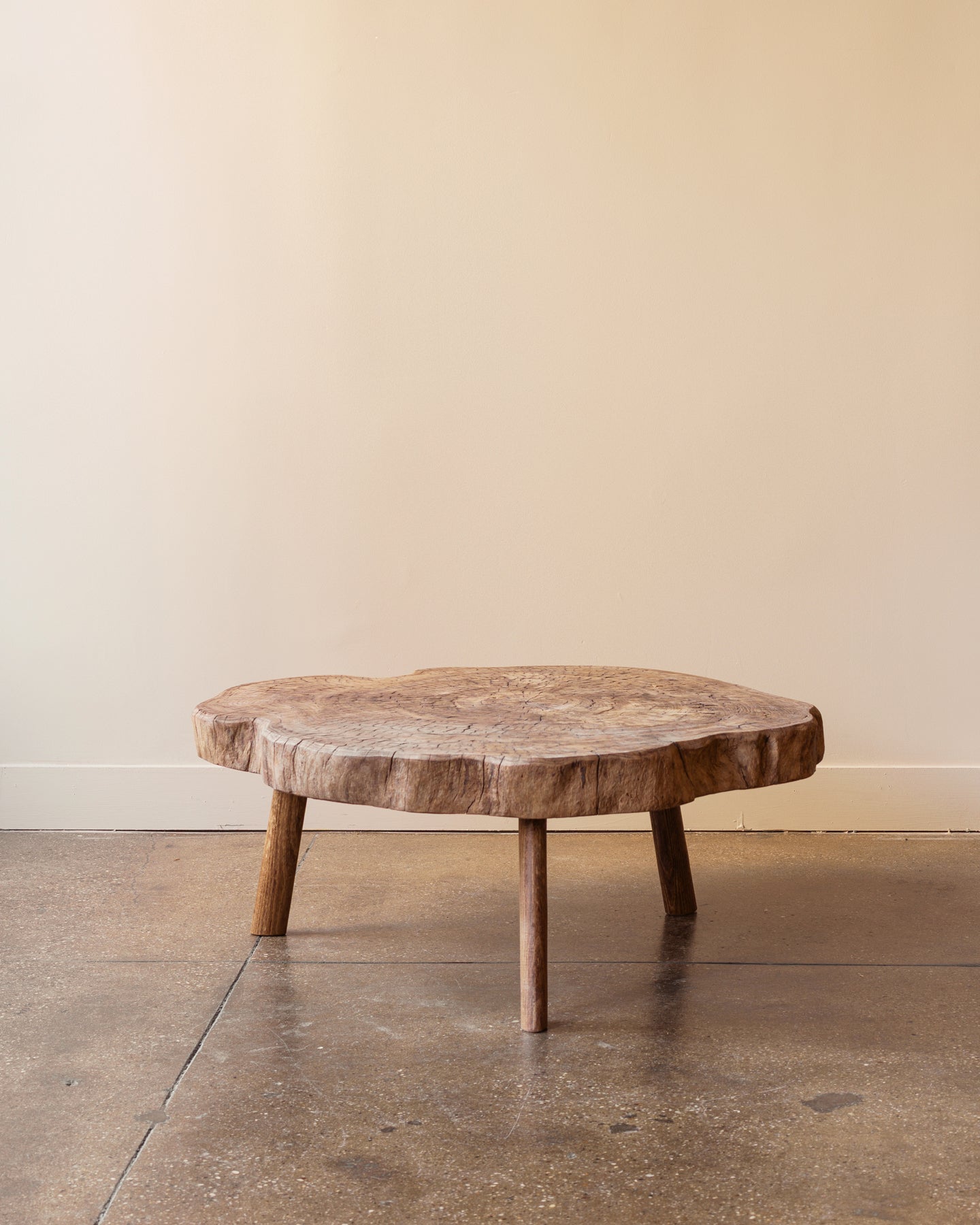 French Slab Wooden Coffee Table, Early 20th Century
