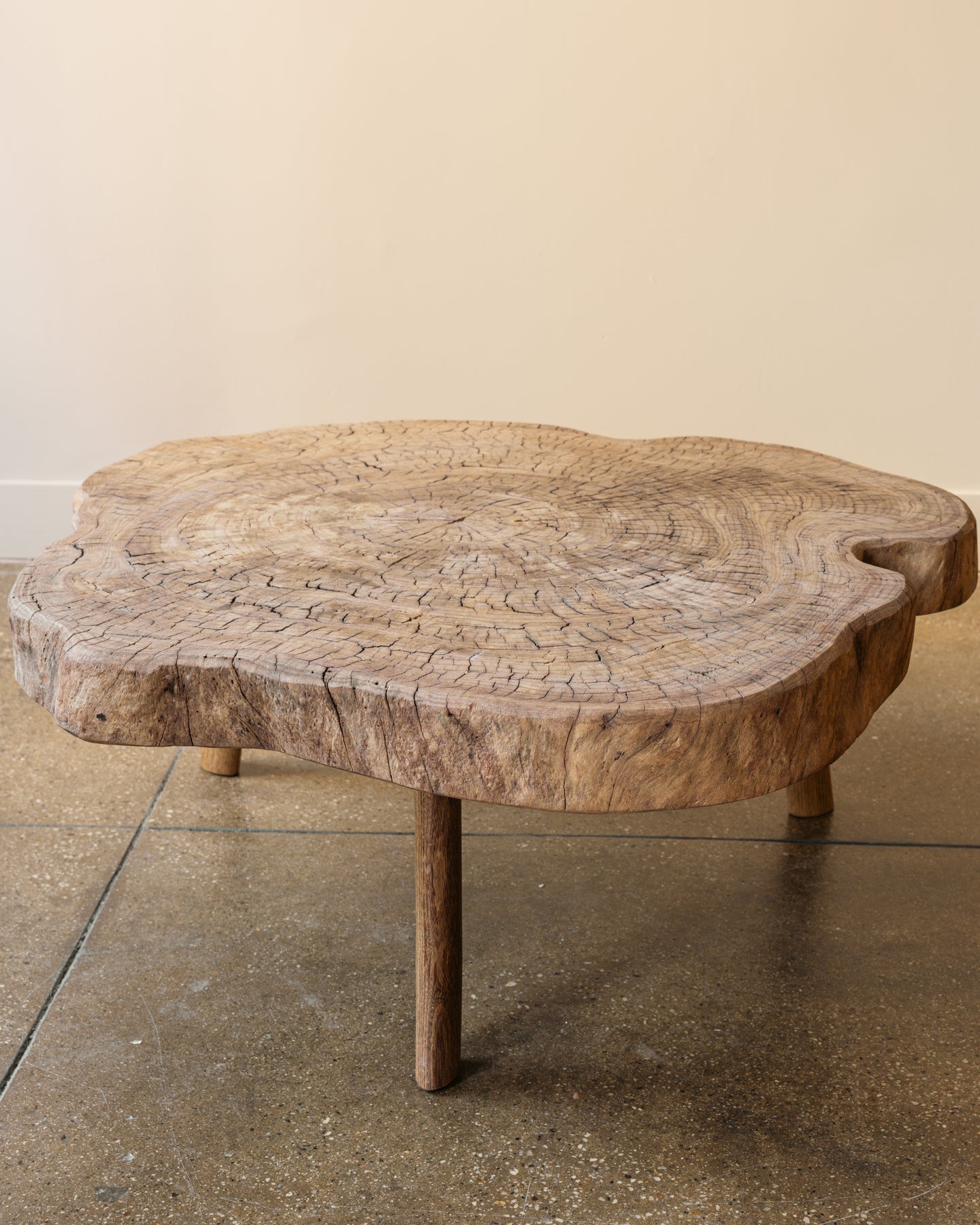 French Slab Wooden Coffee Table, Early 20th Century