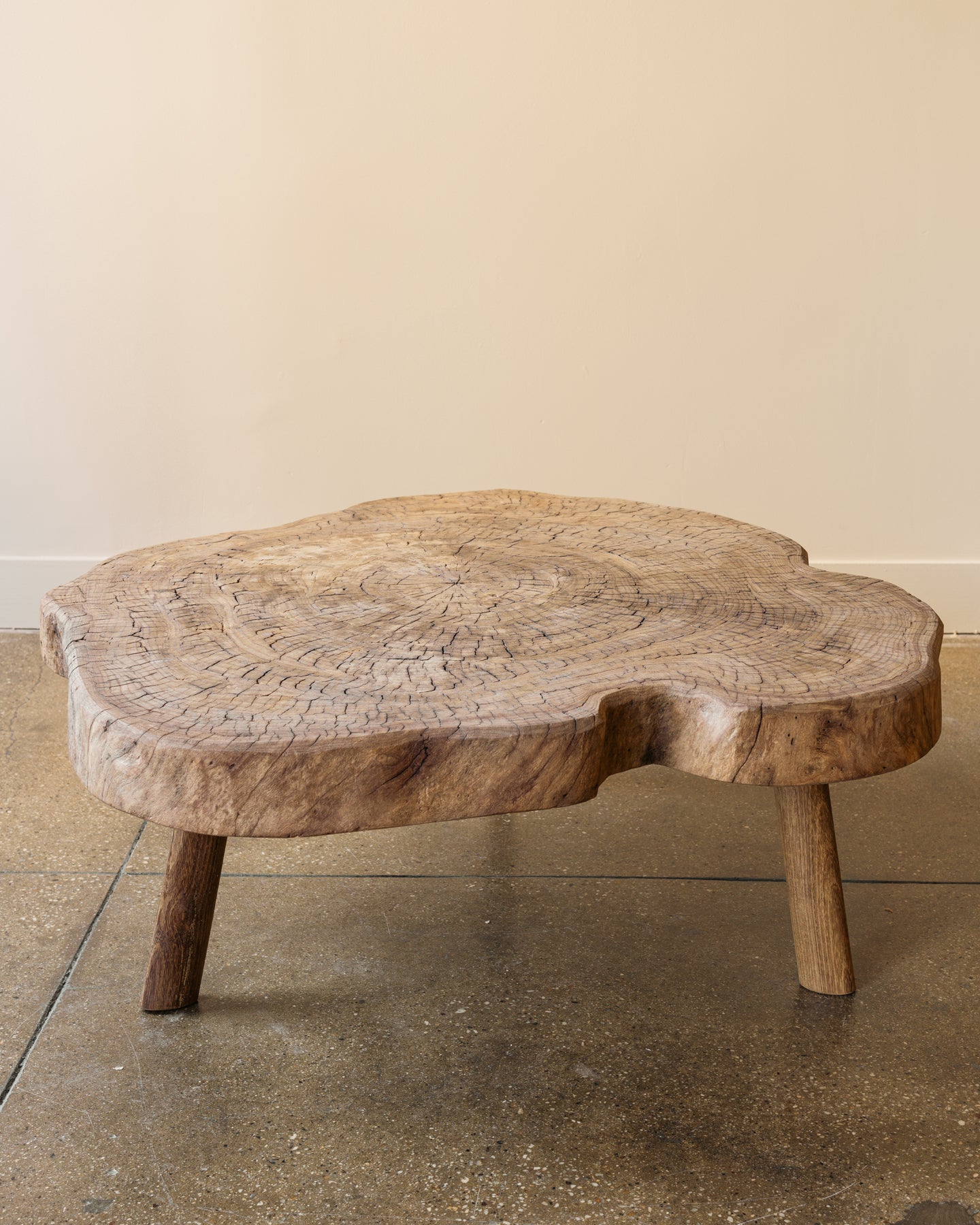 French Slab Wooden Coffee Table, Early 20th Century