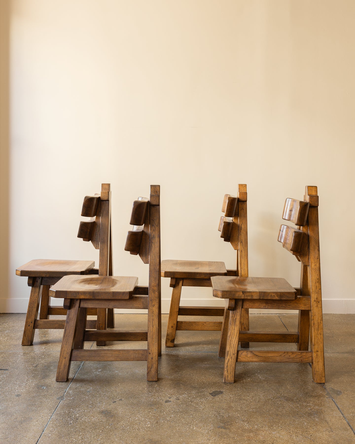 Spanish Brutalist Dining Chairs, Set of 8, Spain, 1970s