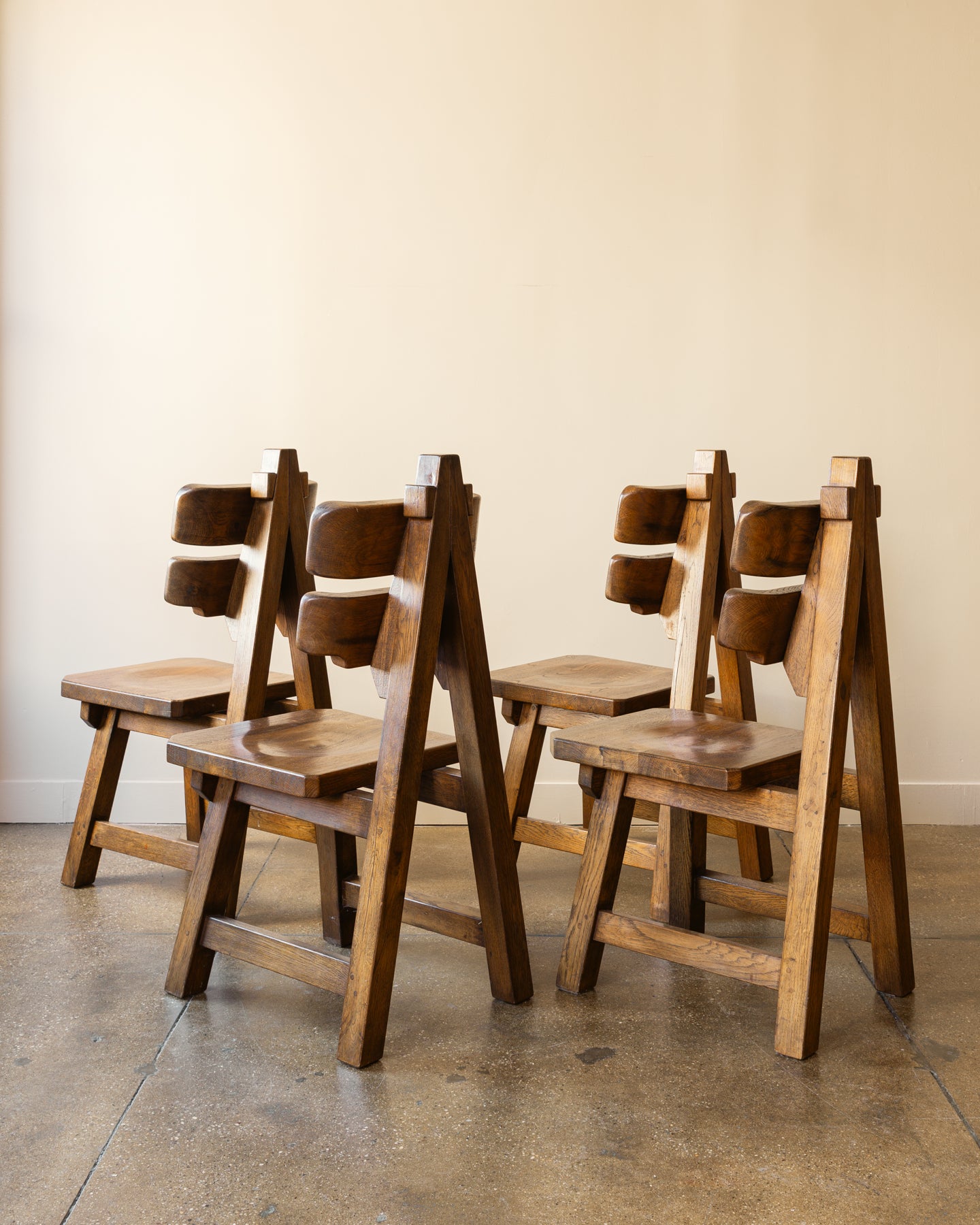 Spanish Brutalist Dining Chairs, Set of 8, Spain, 1970s