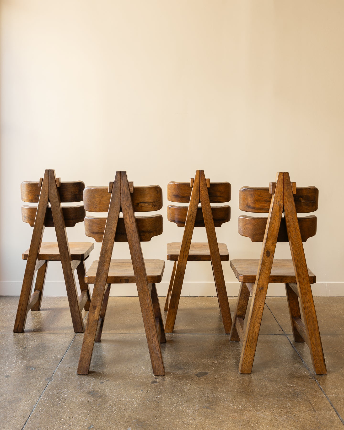 Spanish Brutalist Dining Chairs, Set of 8, Spain, 1970s