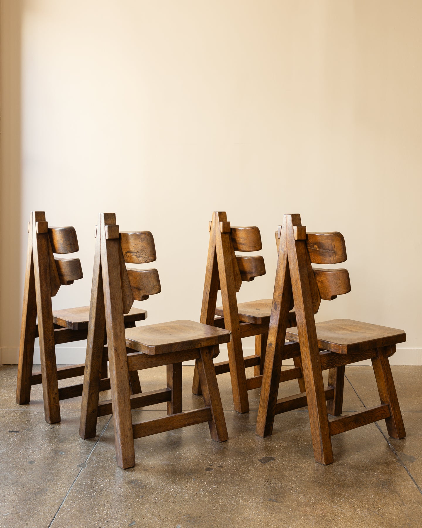 Spanish Brutalist Dining Chairs, Set of 8, Spain, 1970s