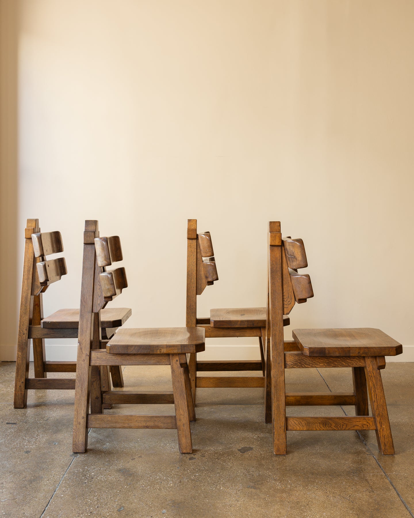 Spanish Brutalist Dining Chairs, Set of 8, Spain, 1970s