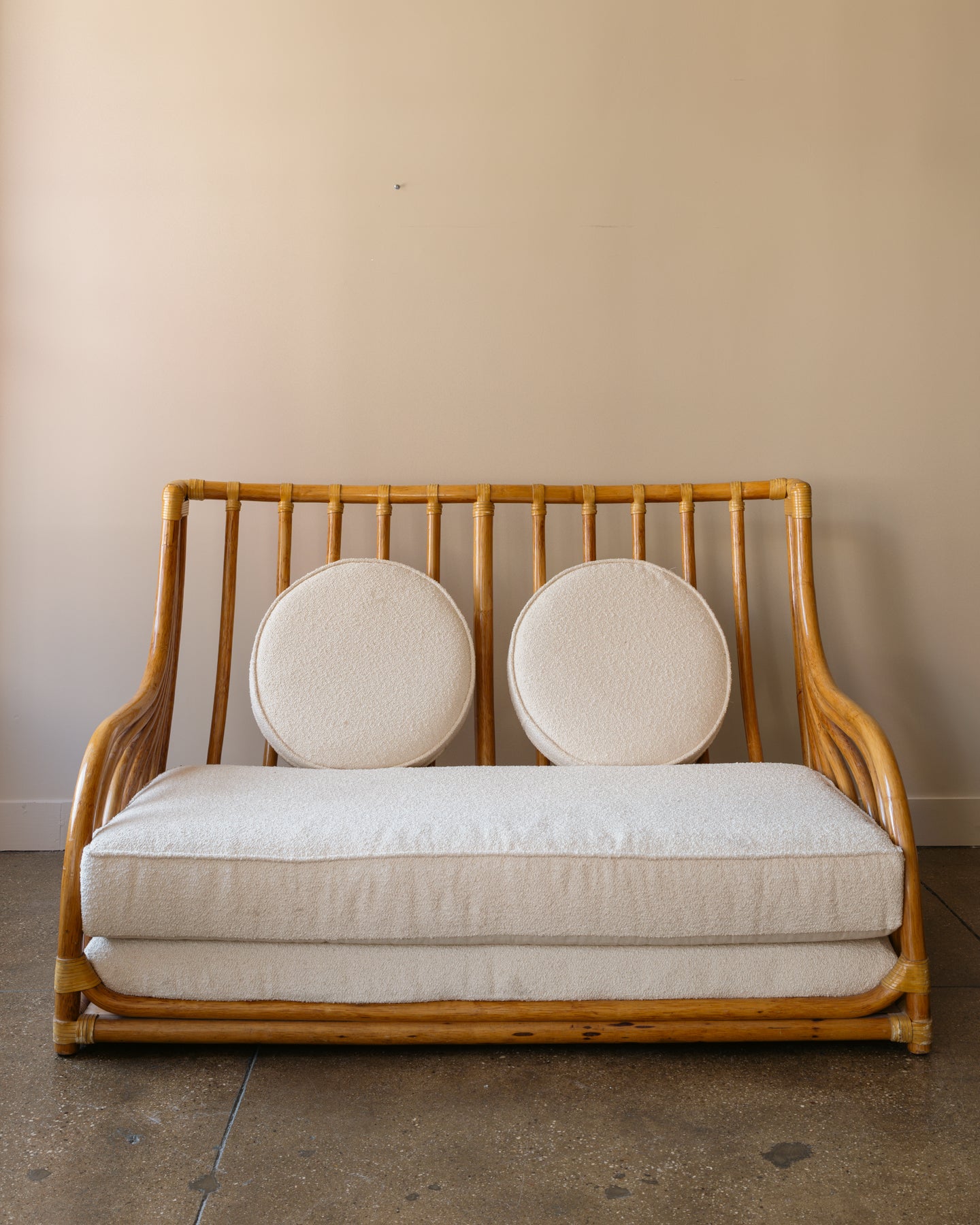 Roche Bobois Bamboo and Boucle Two-Seat Sofa