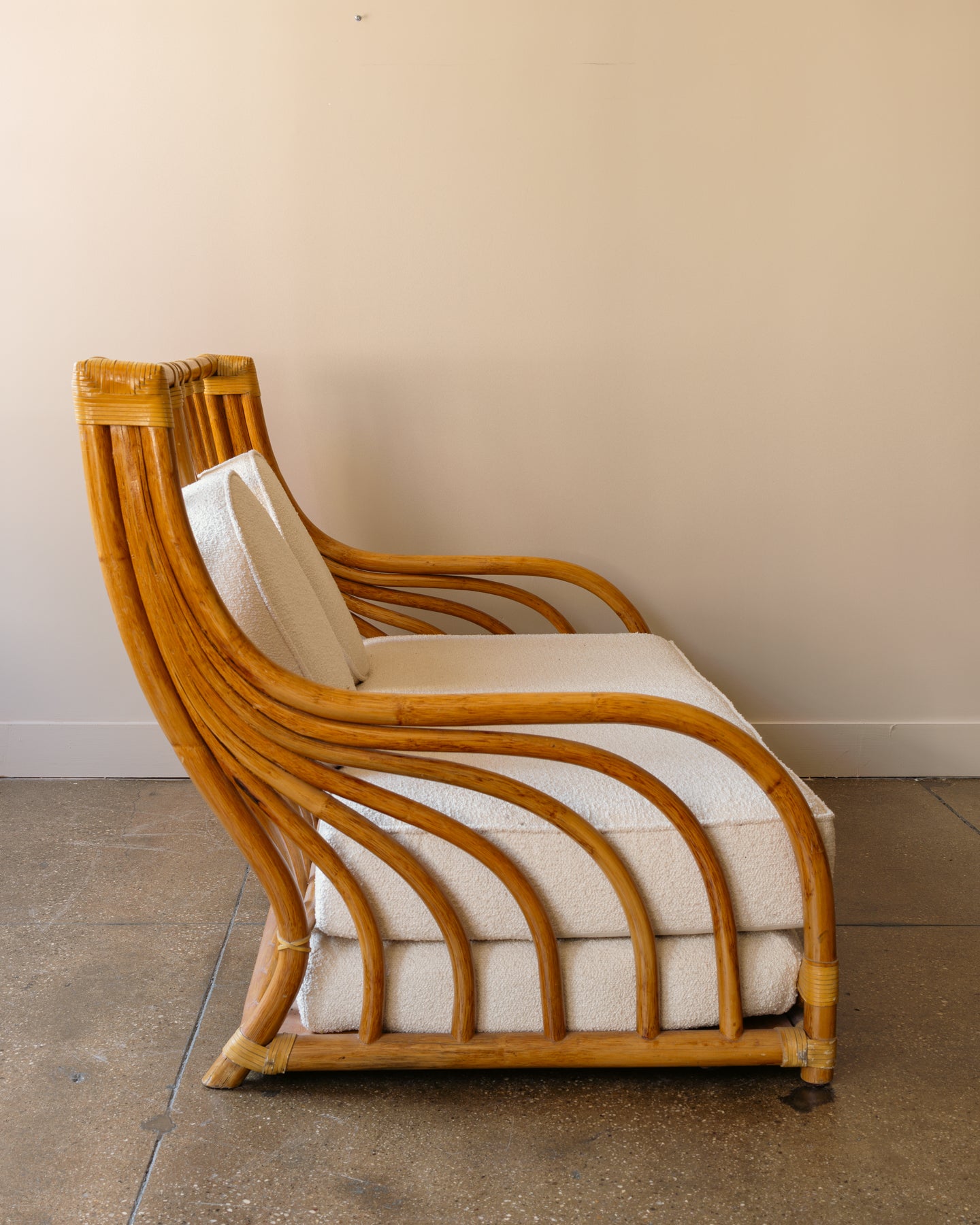 Roche Bobois Bamboo and Boucle Two-Seat Sofa