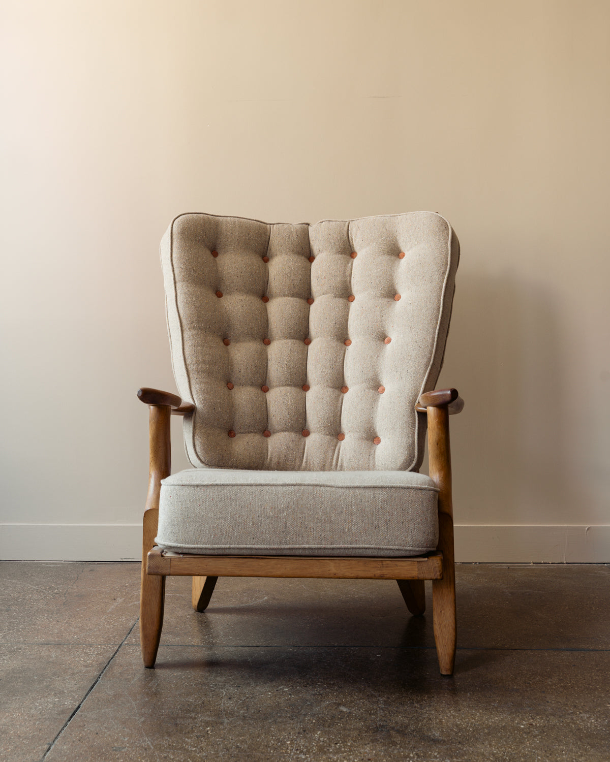 'Grand Repos' Lounge Chair in Oak by Guillerme & Chambron for Votre Maison