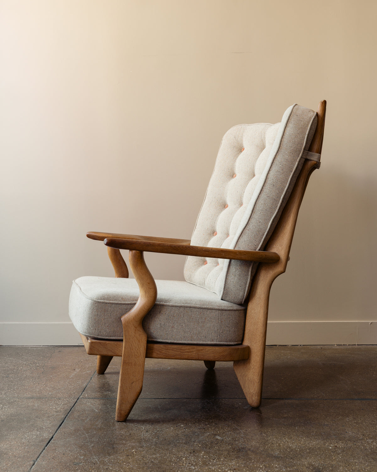 'Grand Repos' Lounge Chair in Oak by Guillerme & Chambron for Votre Maison
