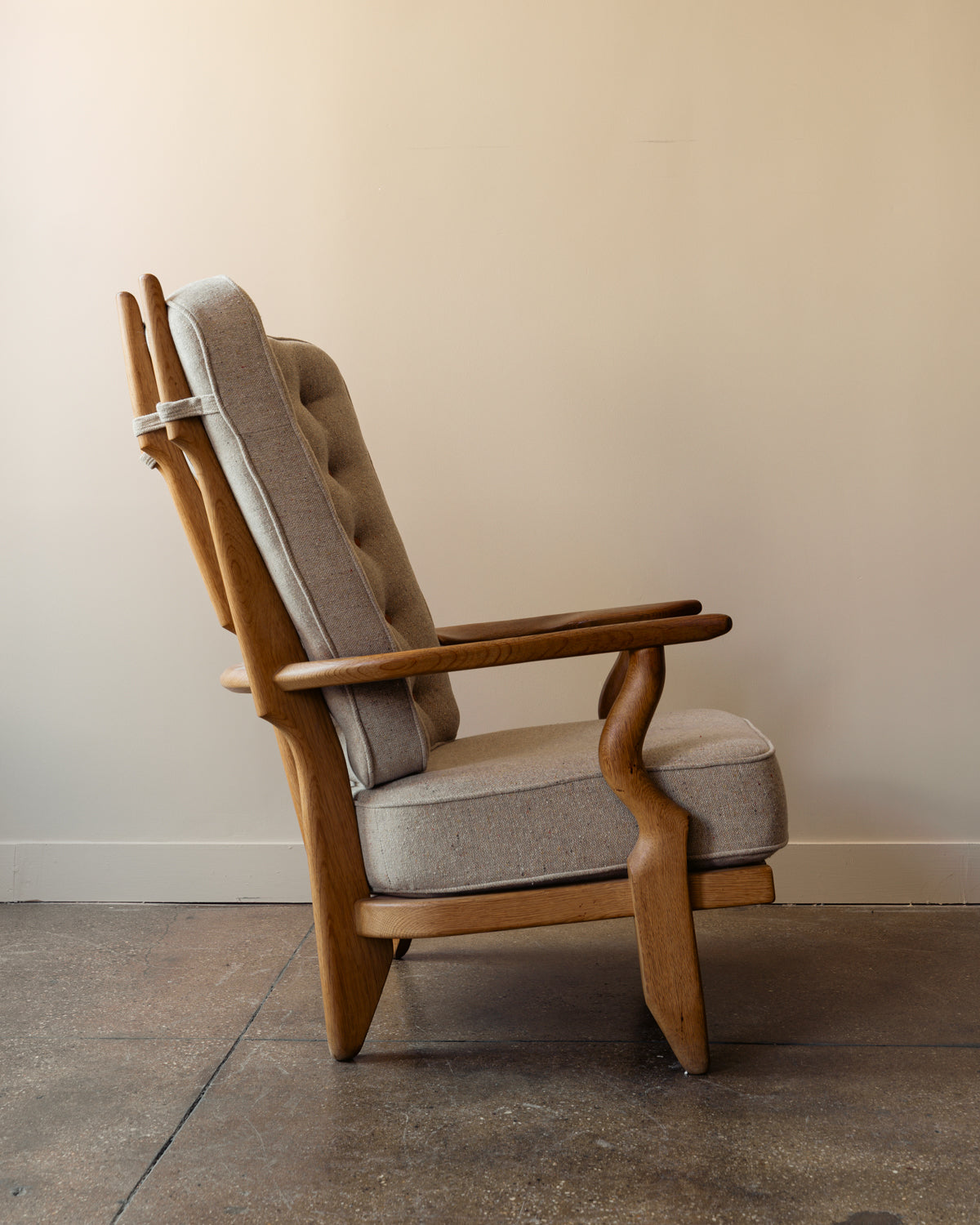 'Grand Repos' Lounge Chair in Oak by Guillerme & Chambron for Votre Maison