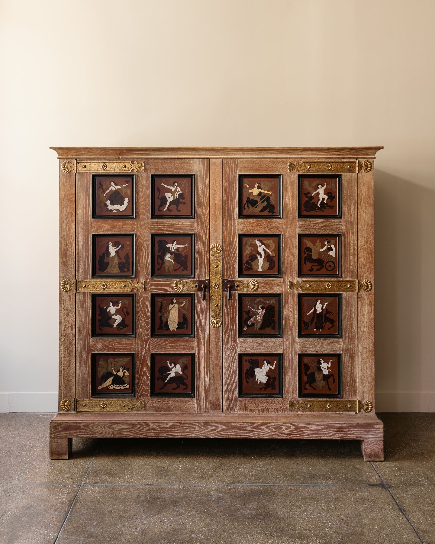French Aesthetic Movement Limed Oak Cabinet