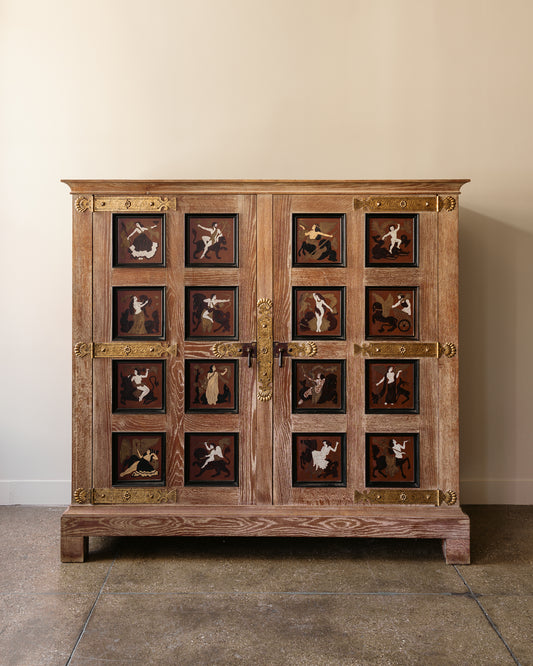 French Aesthetic Movement Limed Oak Cabinet