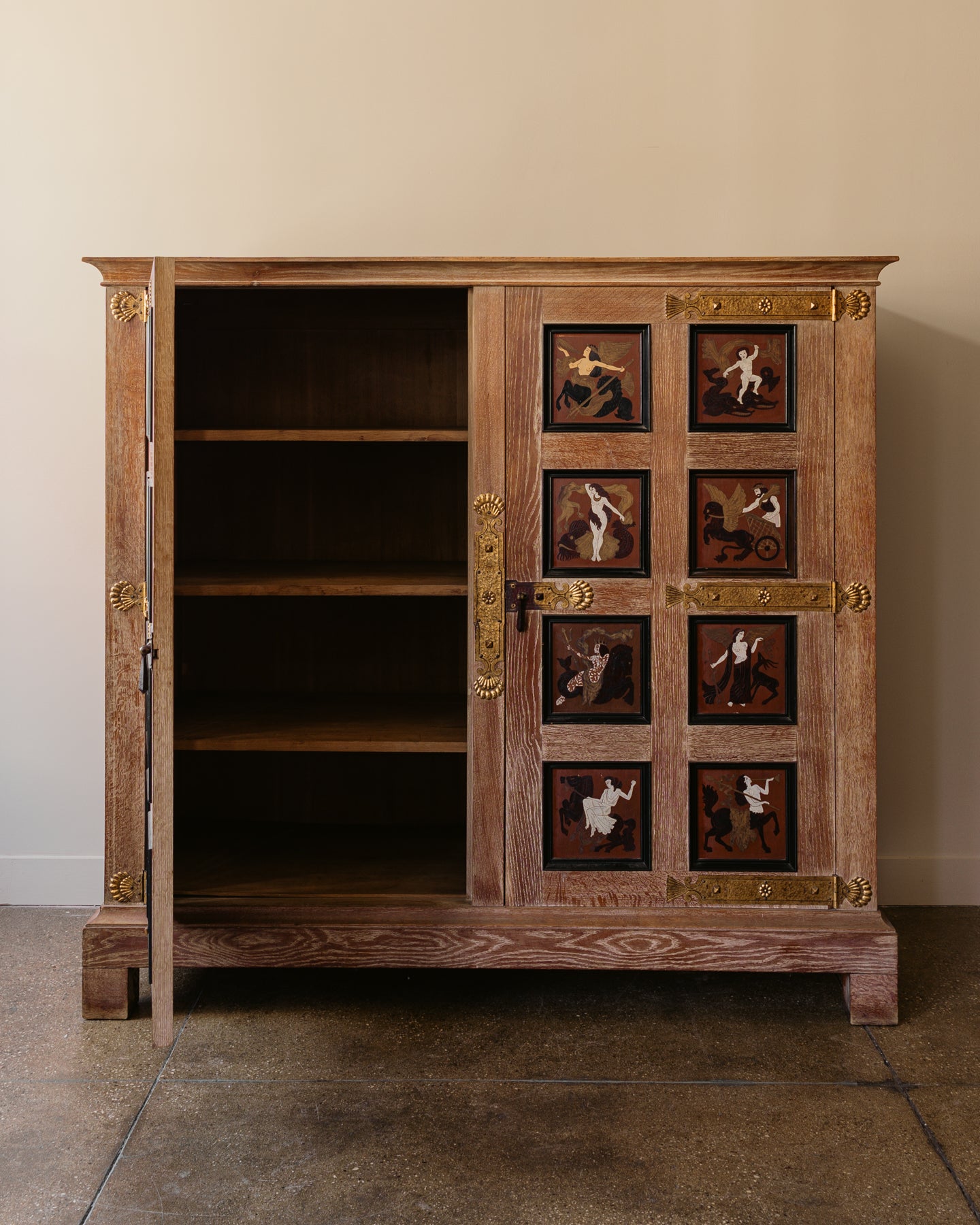 French Aesthetic Movement Limed Oak Cabinet