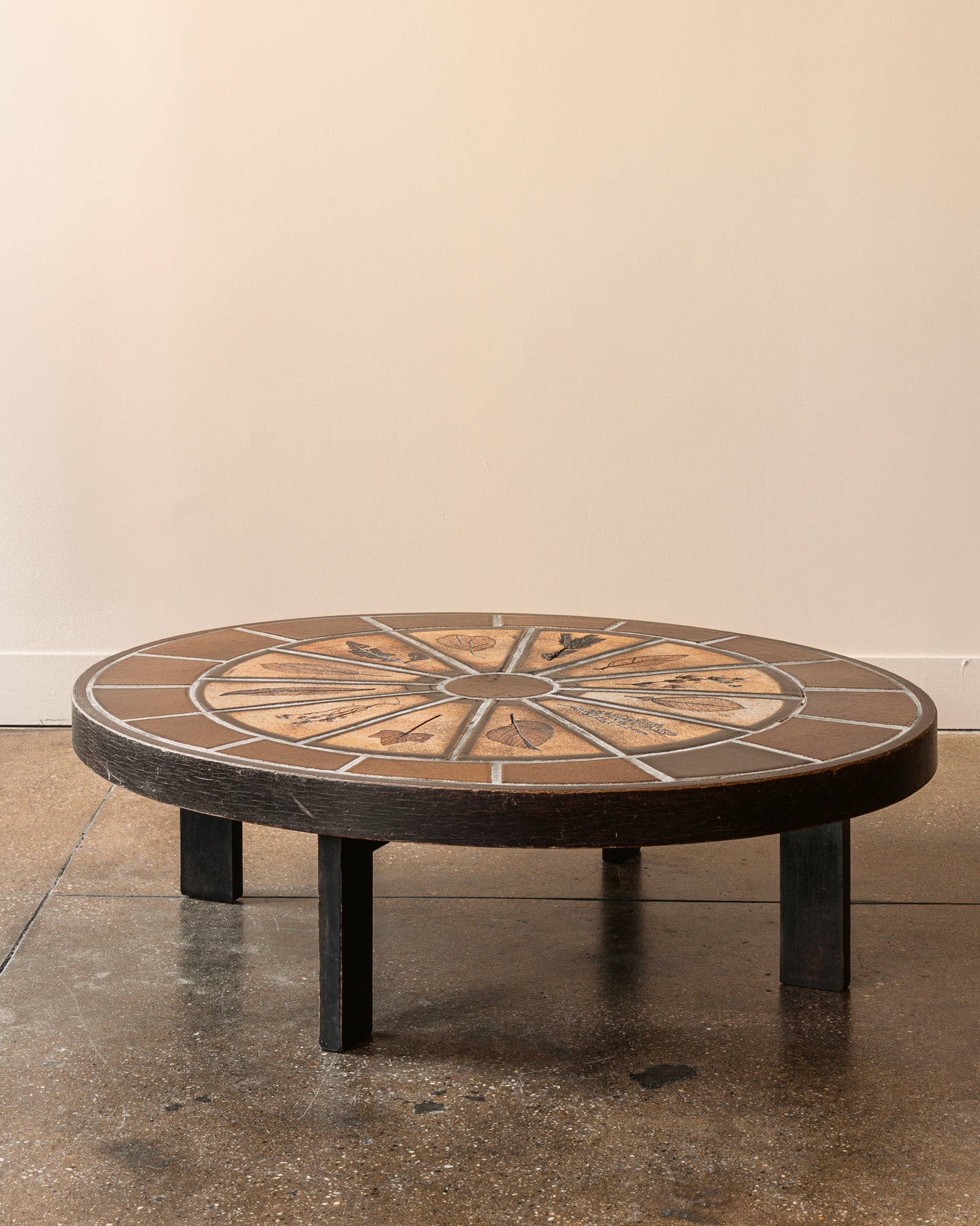 Roger Capron “Fauna Imprints” Oval Ceramic Coffee Table, France, 1960s