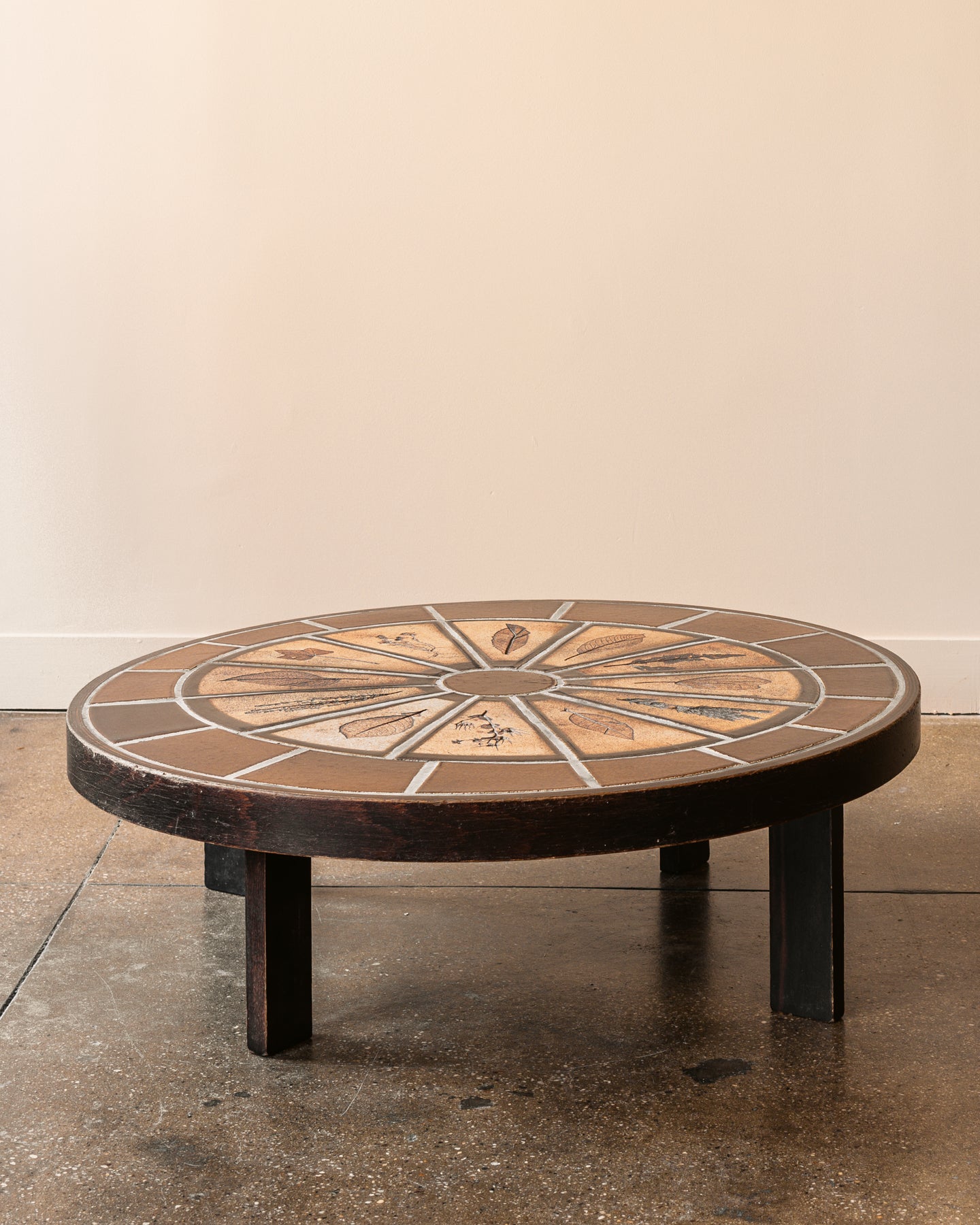 Roger Capron “Fauna Imprints” Oval Ceramic Coffee Table, France, 1960s