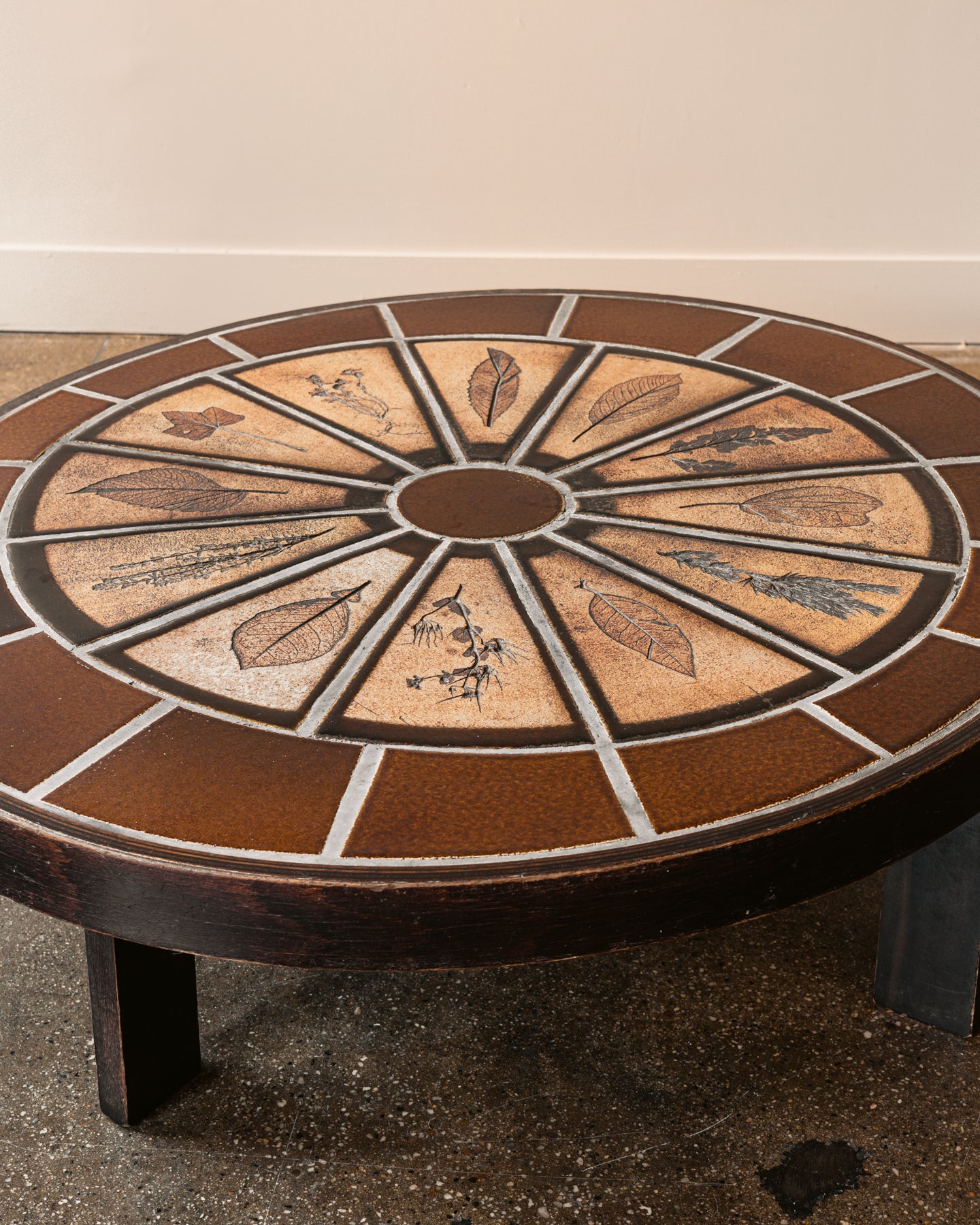 Roger Capron “Fauna Imprints” Oval Ceramic Coffee Table, France, 1960s