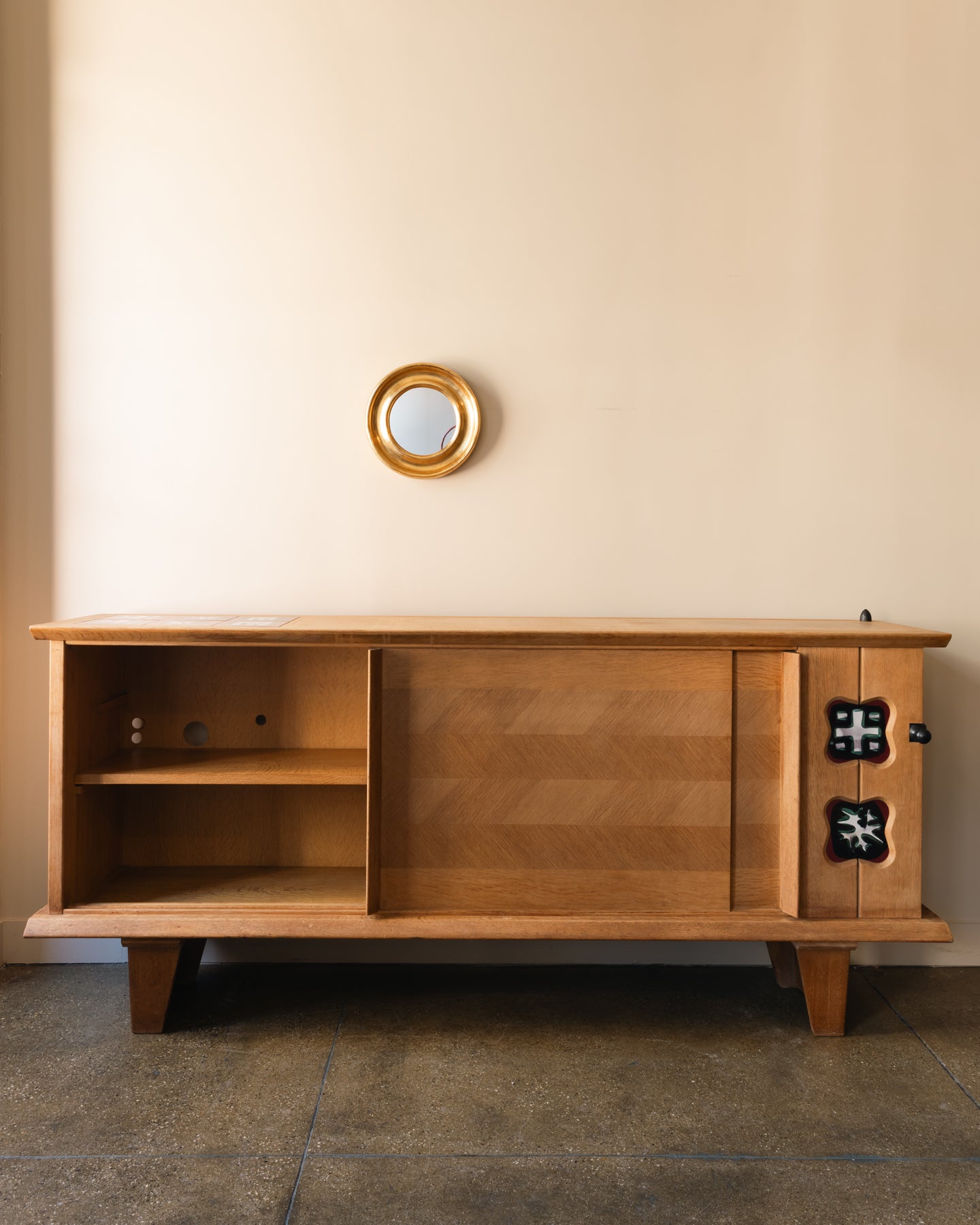 Guillerme & Chambron Oak and Ceramic Buffet