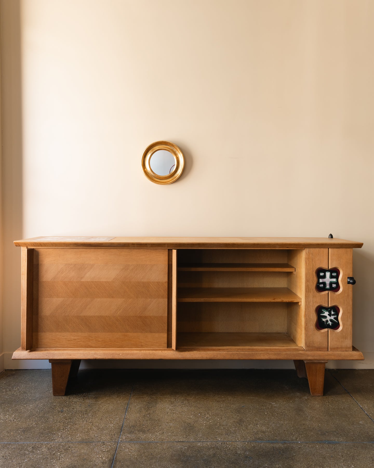 Guillerme & Chambron Oak and Ceramic Buffet