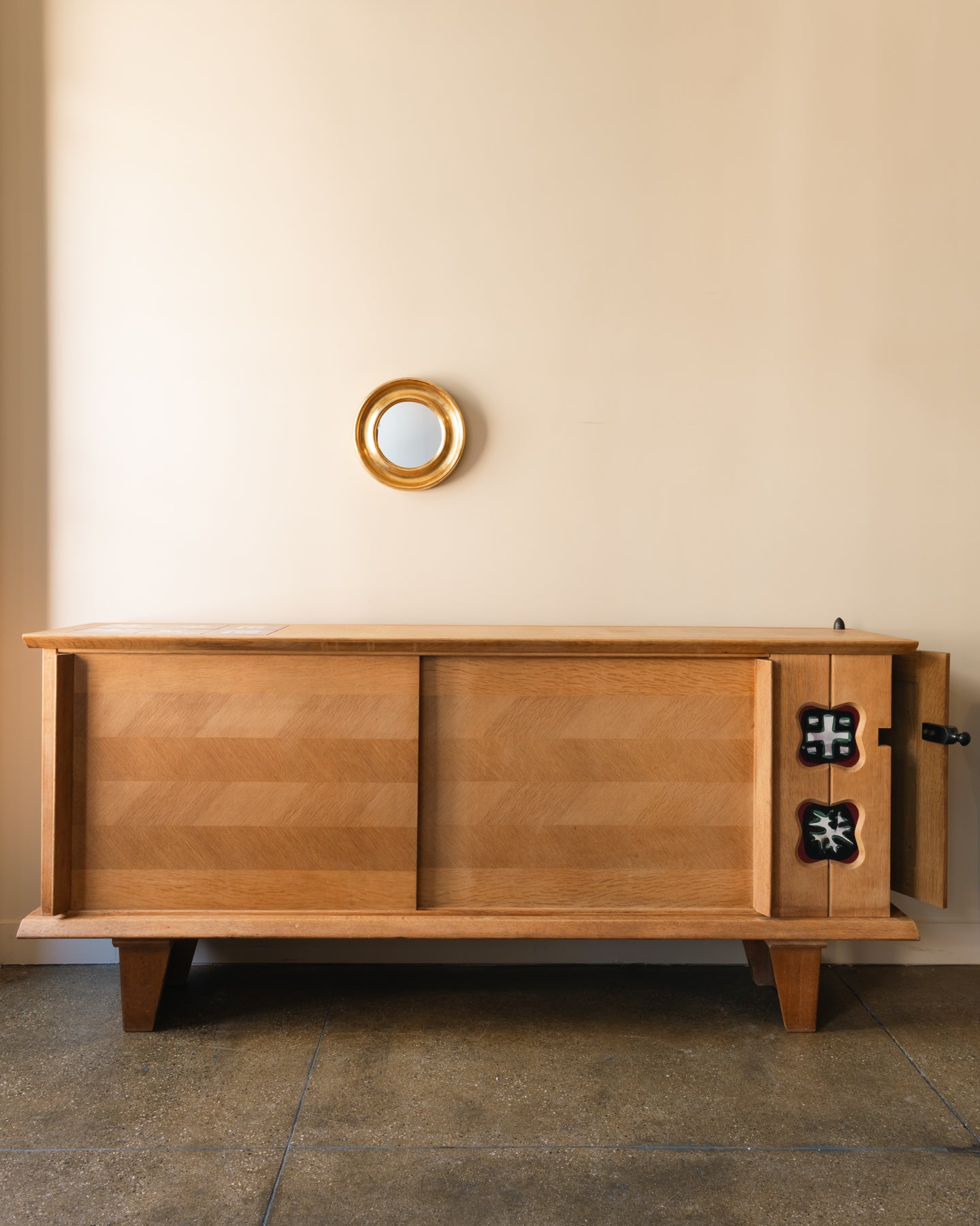Guillerme & Chambron Oak and Ceramic Buffet
