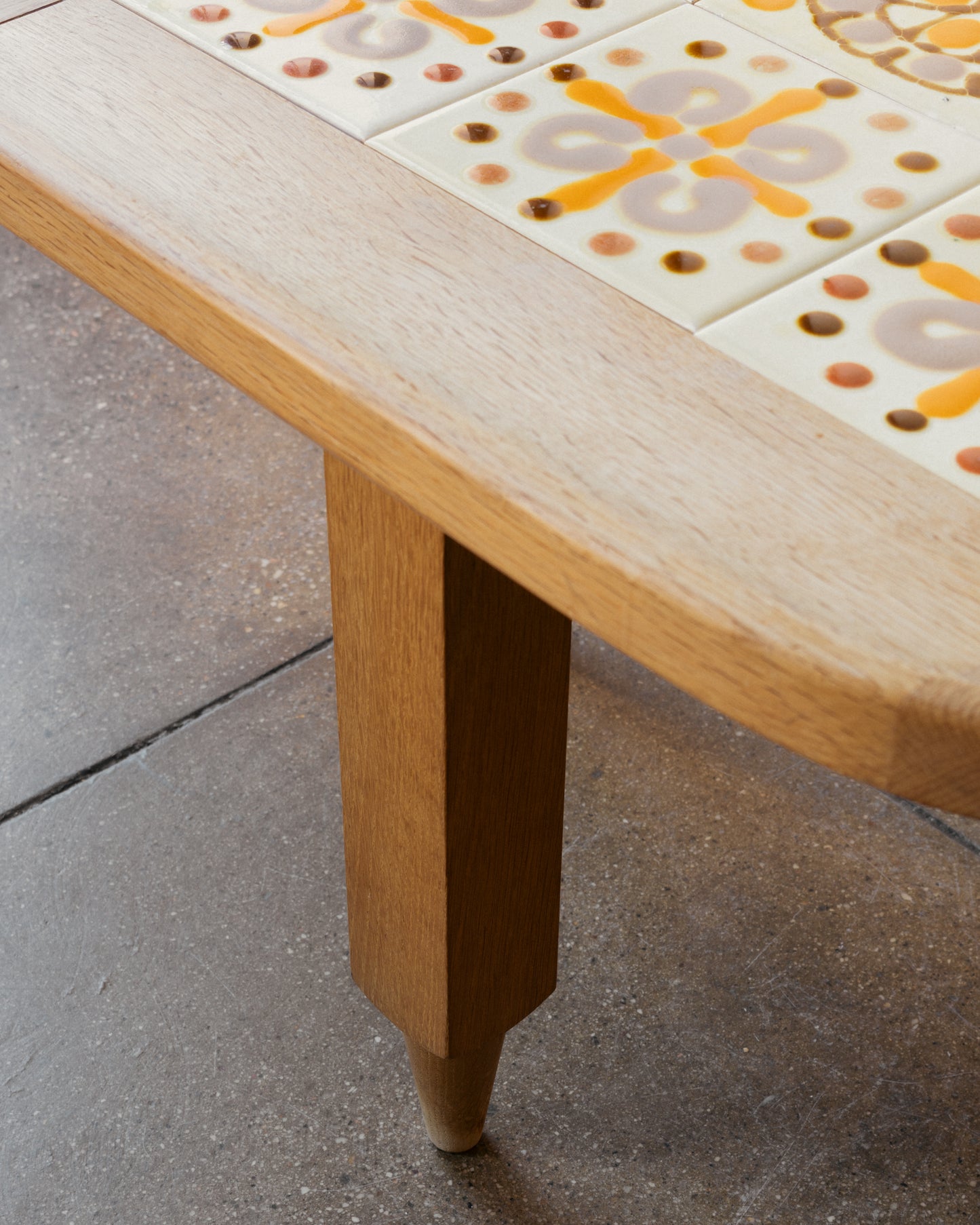 Guillerme & Chambron Oak and Ceramic Tile Side Table