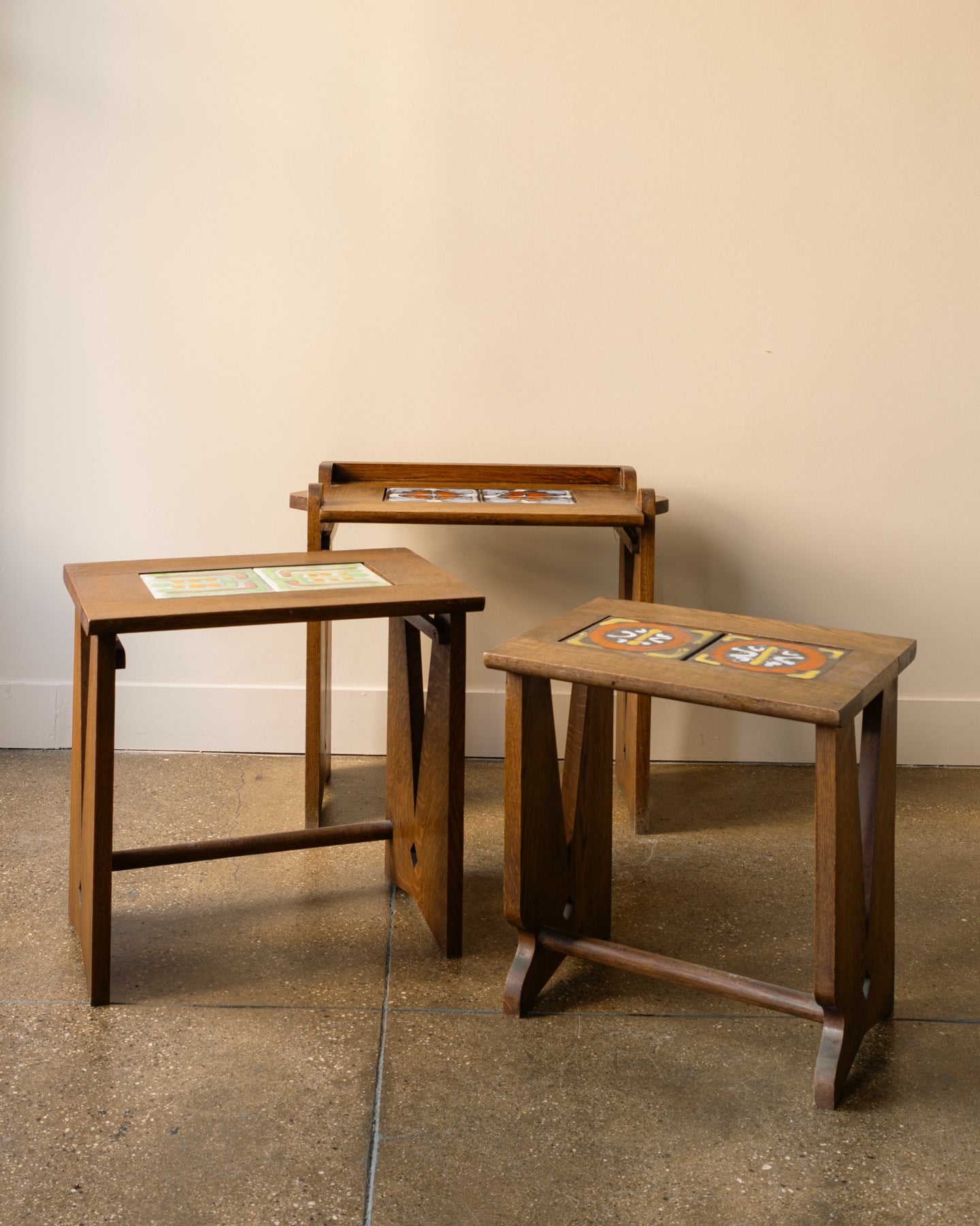 Guillerme & Chambron Stained Oak Nesting Tables