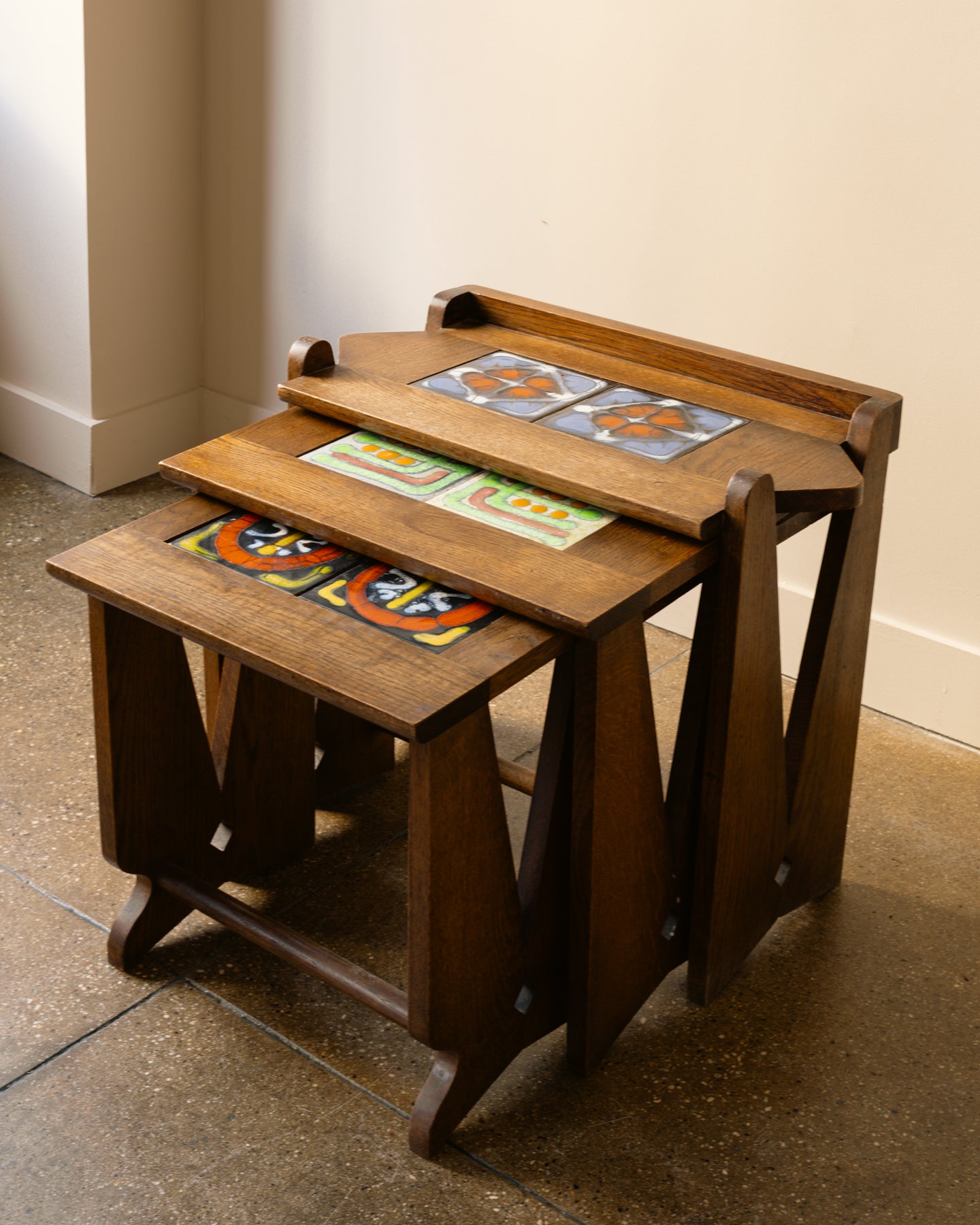 Guillerme & Chambron Stained Oak Nesting Tables