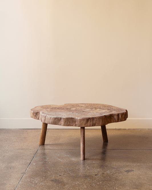 French Slab Wooden Coffee Table, Early 20th Century