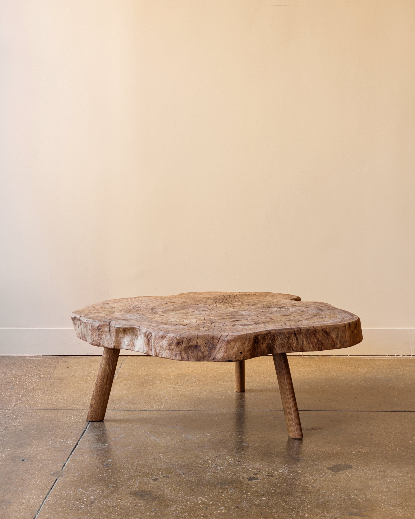 French Slab Wooden Coffee Table, Early 20th Century