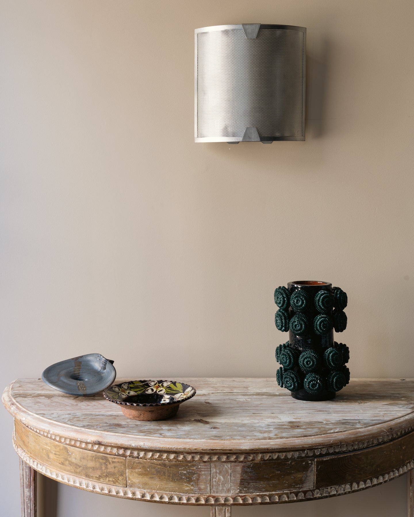 Postmodern Perforated Aluminum Sconce