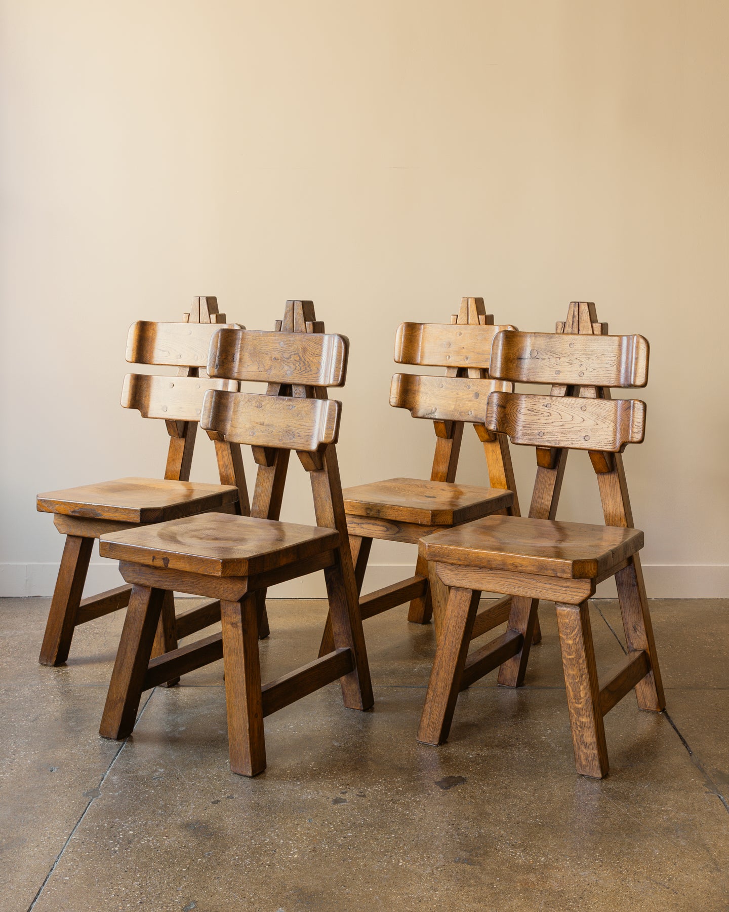 Spanish Brutalist Dining Chairs, Set of 8, Spain, 1970s