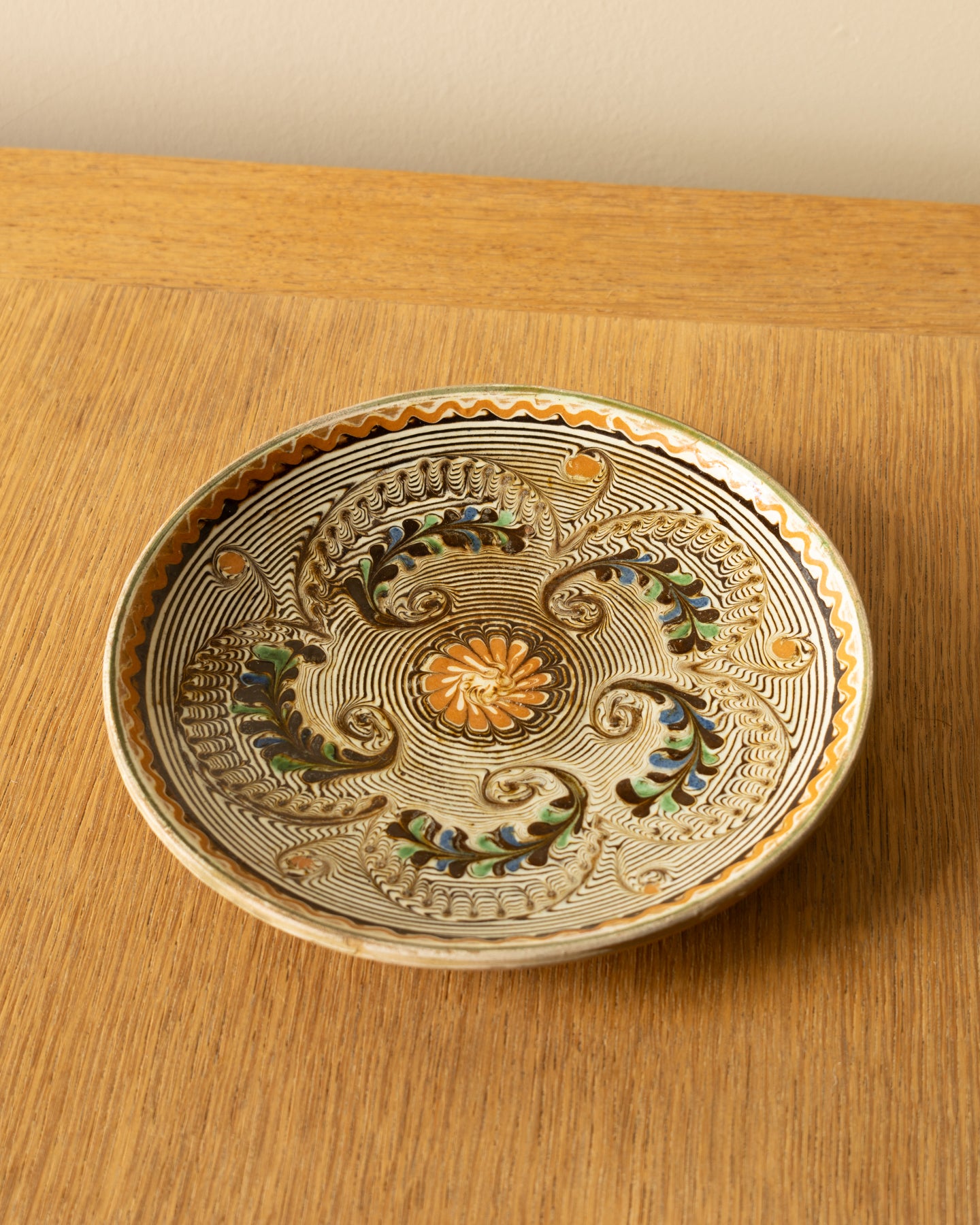 Horezu Hand-Painted Terracotta Plate