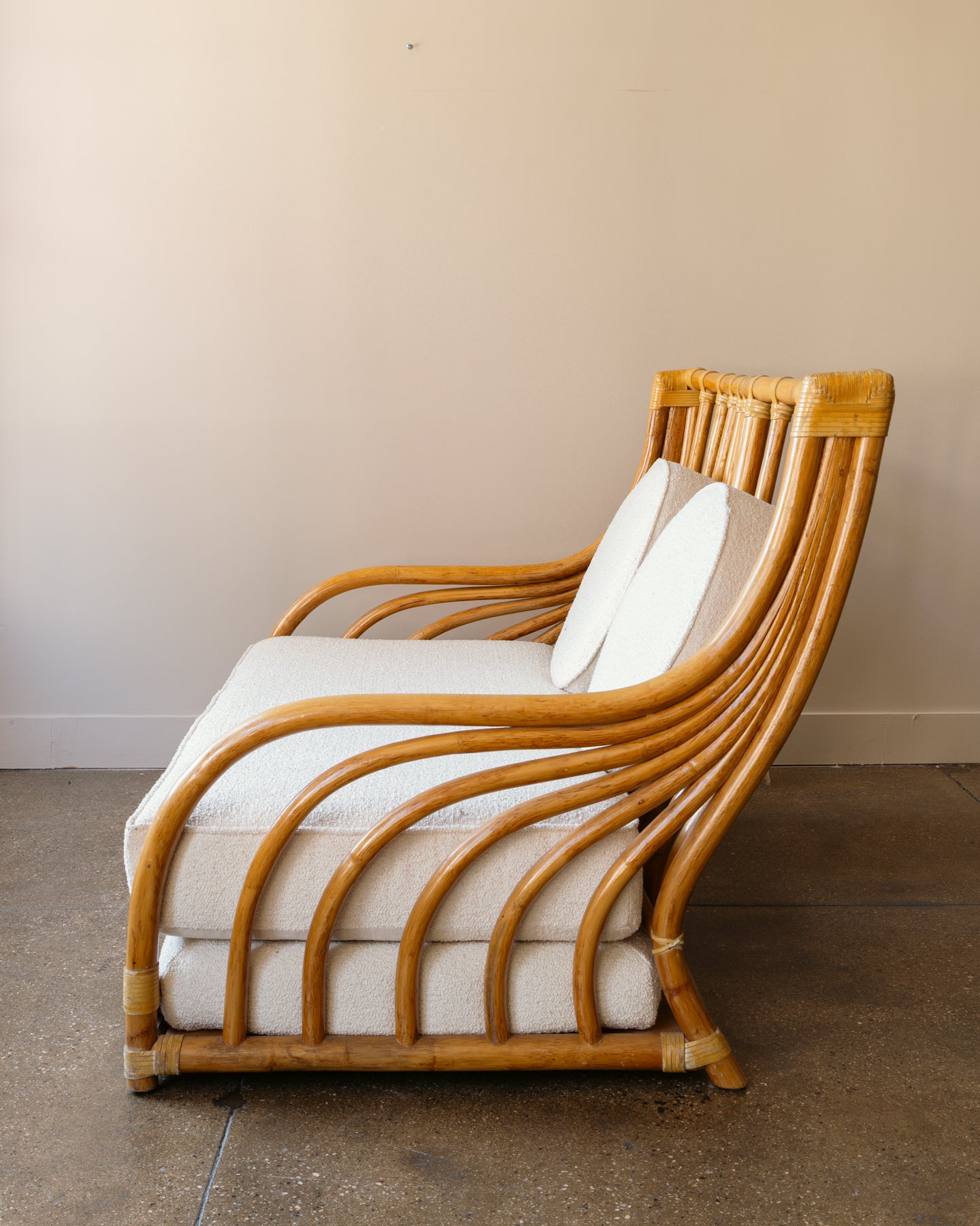 Roche Bobois Bamboo and Boucle Two-Seat Sofa