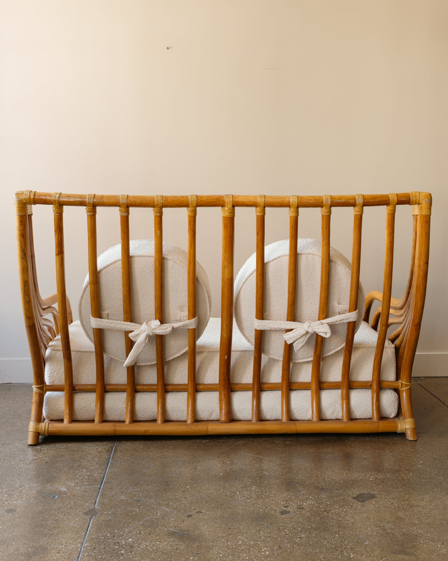 Roche Bobois Bamboo and Boucle Two-Seat Sofa