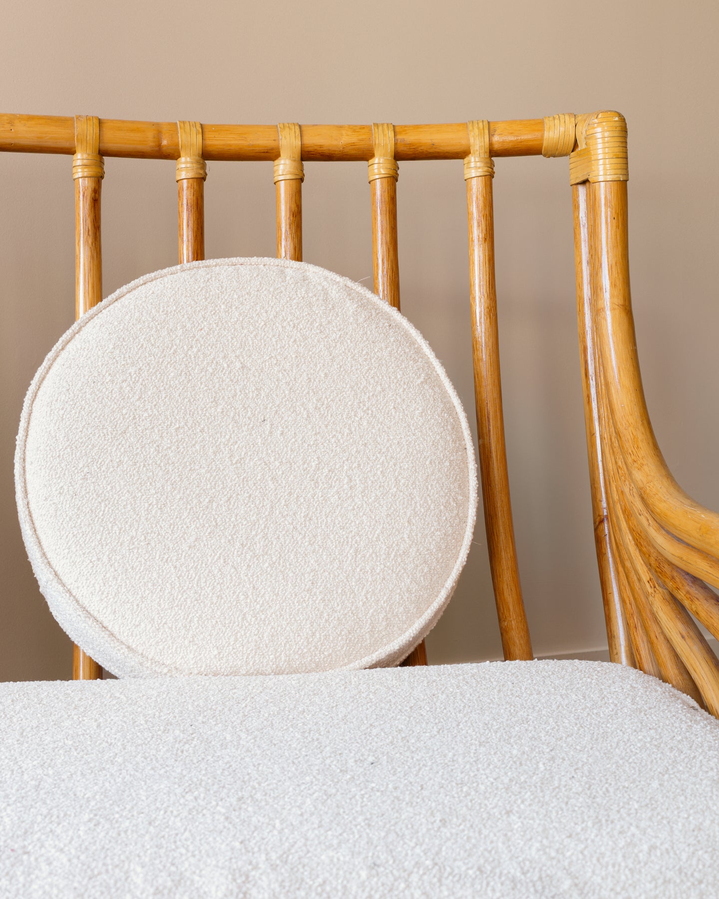 Roche Bobois Bamboo and Boucle Two-Seat Sofa