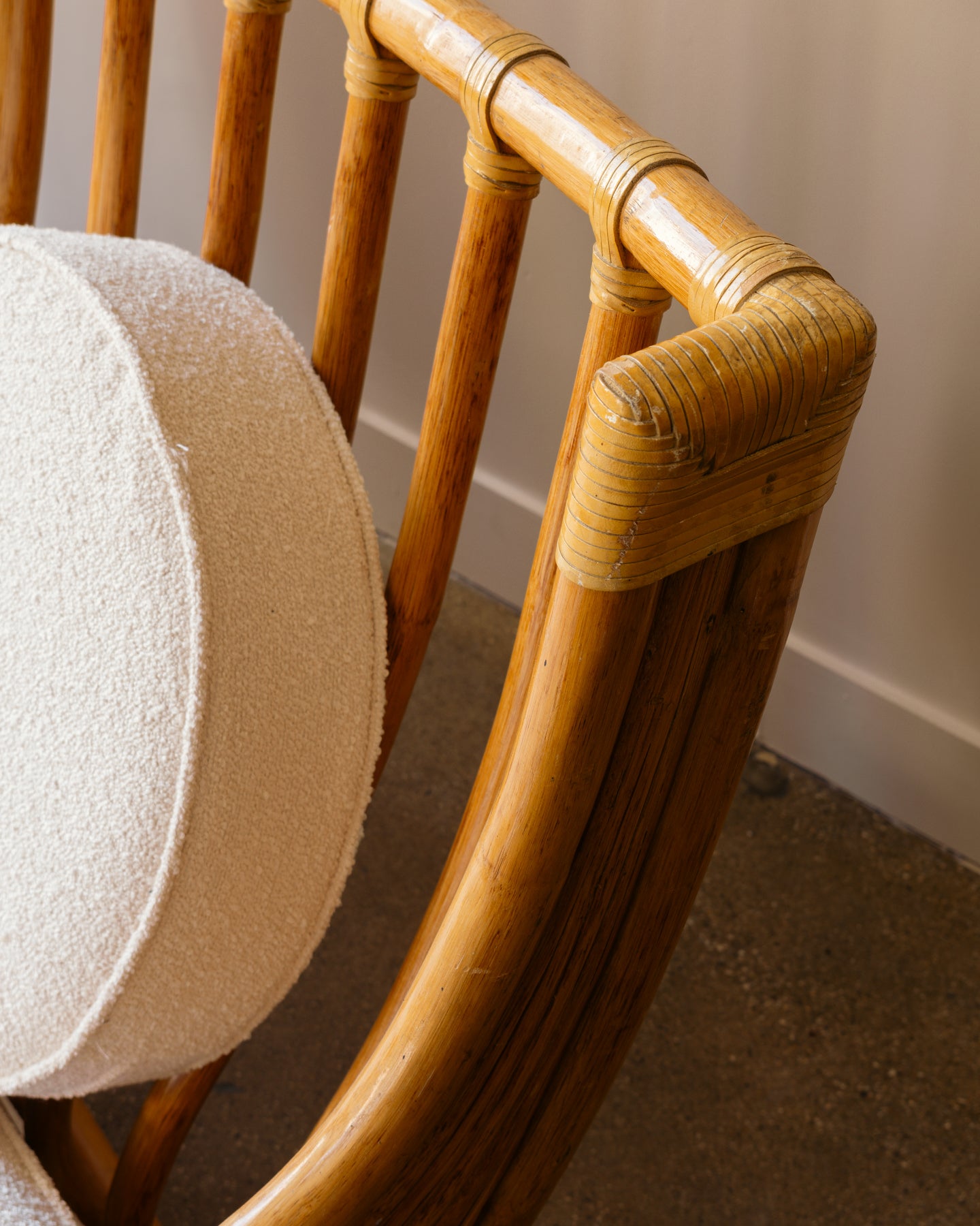 Roche Bobois Bamboo and Boucle Two-Seat Sofa